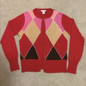 Harolds argyle silk/cashmere sweater